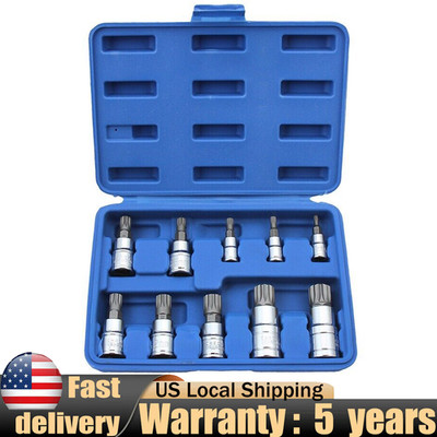 10pcs For XZN Triple Square 12 Point Spline Tamper Bit socket Kit Set 4MM - 18MM