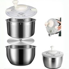 6L Stainless Steel Salad Spinner, Vegetable Spinner, Lettuce SpinnerFruit Washer