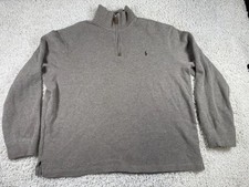 Polo Ralph Lauren 1/4 Zip Sweater Mens XL Long Sleeve Pullover Gray Logo Pony