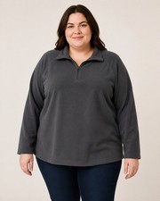Women's Columbia Fleece Pullover Sweatshirt Grey Size 1X