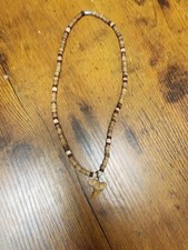 Real Shark Tooth Pendant Surfer Necklace for Men Beads