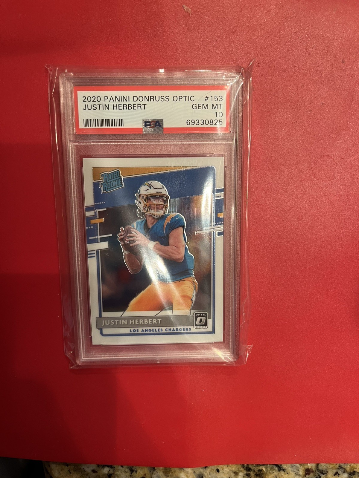 2020 Panini Donruss Optic Justin Herbert Rated Rookie PSA Gem Mint 10