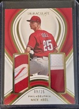 Mick Abel 2023 Immaculate Dual 2 Color Patch #ed 9/25 Phillies Game Used