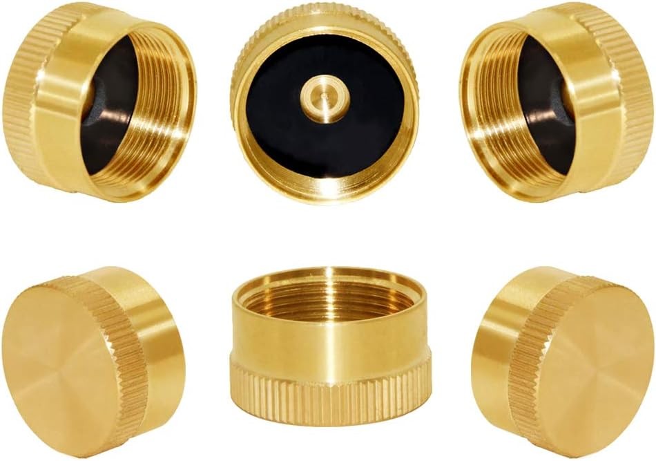 6Pcs Solid Brass Refill Propane Bottle Cap Universal for All 1 LB Gas Tank Cylin