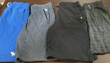 Lot 4 Abercrombie Kids Blue Gray Black Pull Up Sweat Shorts Boys Size 15/16 EUC