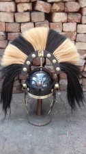 Roman Centurion Helmet 18 Gauge Steel Black White Plume Medieval Armor Costume