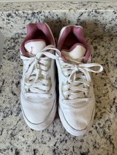 Jordan Air Jordan White Pink Leather Low Top Sneakers Girls Lace Up Comfort