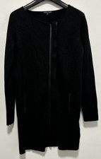 Eileen Fisher 80% Silk Unlined Coat With Leather Trims Small 