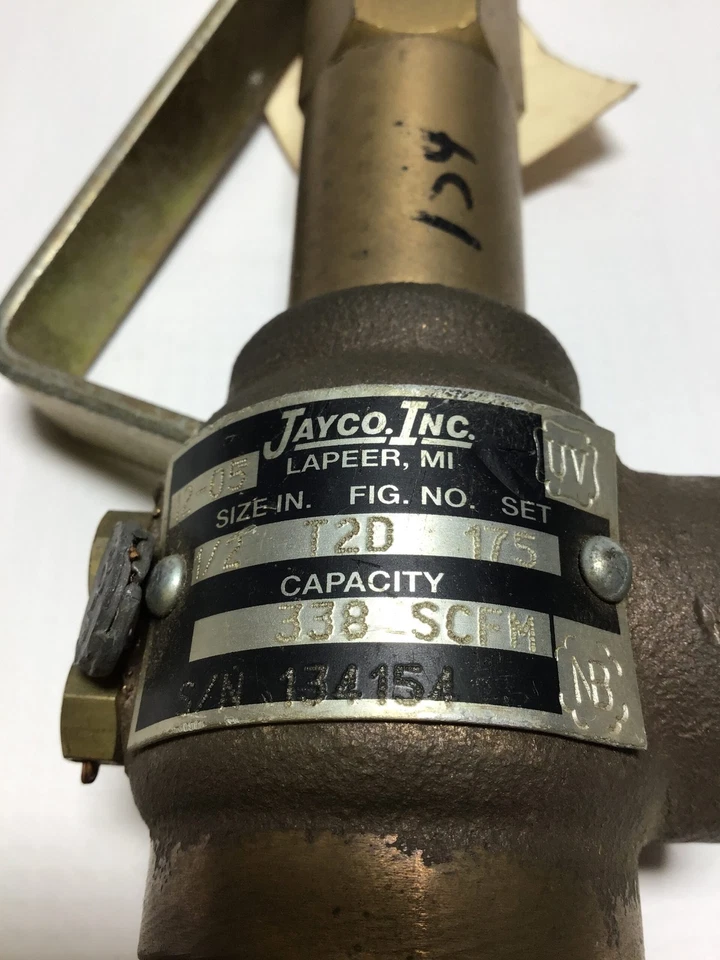 Jayco T2D Safety Relief Valve 1/2" In 175PSIG 338SCFM - Image 2 of 4