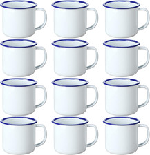 Mini Enamel Camping Coffee Mugs Metal Small Classic Portable White Campfire Mugs