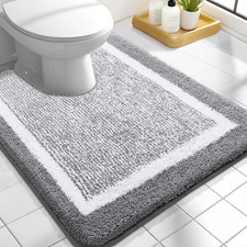 Toilet Rugs U-Shaped 24X20, Soft Absorbent Microfiber Bath Mat, Grey