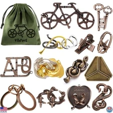 13 Pcs 3D Metal Brain Teaser Puzzles Set - Logic Puzzle Games for Adults & Teens