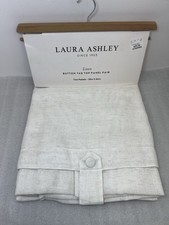 Laura Ashley Linen Button Tab Top Curtain Panels Pair Width 38"x84" Natural NWT