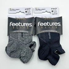 Feetures 2 Pairs Women's Elite Ultra Light No Show Tab Socks Size M 2 Colors Mix