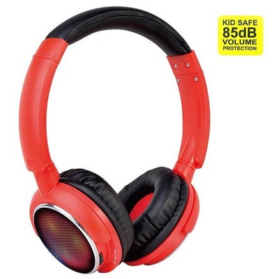 Contixo KB300RDBK Kids Headphones [red/black] Over Ear Wireless Btooth Led Vol