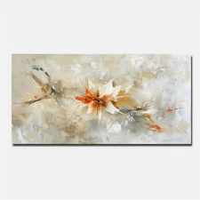 Hand Painted Oil Painting On Canvas Red Abstract Wall Art Gray Home Decor 