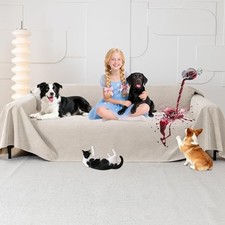 100 Double-Sided Waterproof Dog Sofa Cover - Anti Large Sofa 150"X71" Almond