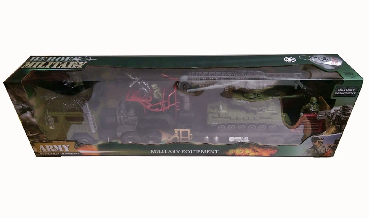 Army Military Tank Transport Semi Trailer Vehicle Soldier Figures