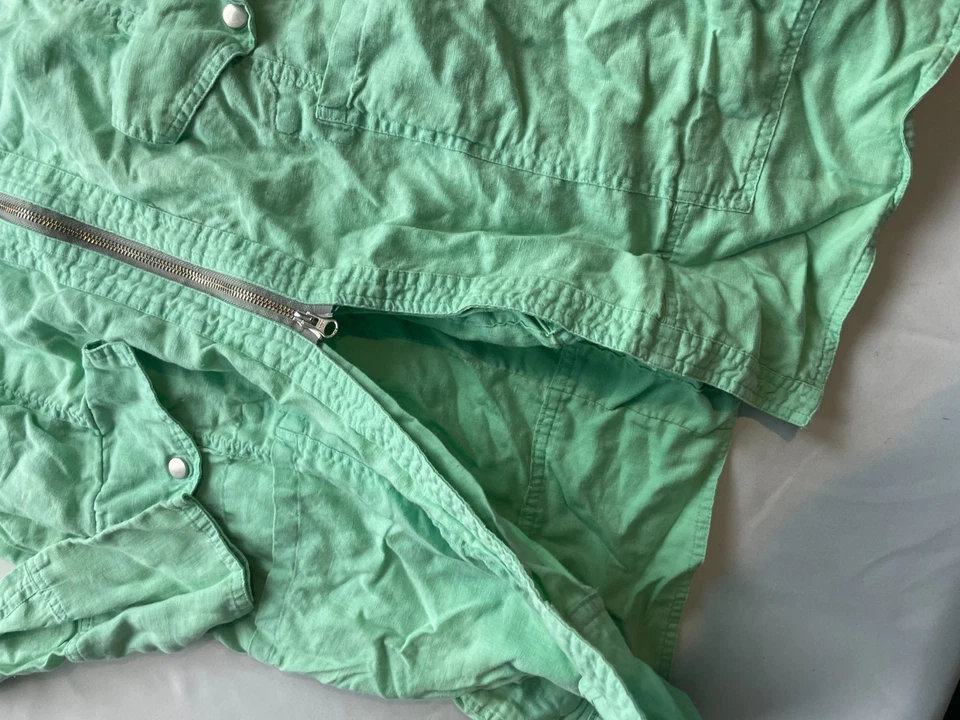 Johnny Was Pete & Greta Linen Parka Utility Jacket Womens Small Green Full Zip - Image 3 of 4