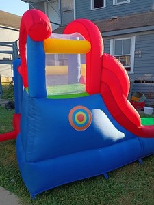 Colorful Inflatable Bounce House with Slide and Blower for Ages 3-7 Years