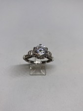 SIZE 9 4.9g STERLING SILVER SWIRL CRYSTAL ACCENTS BEAUTIFUL RING