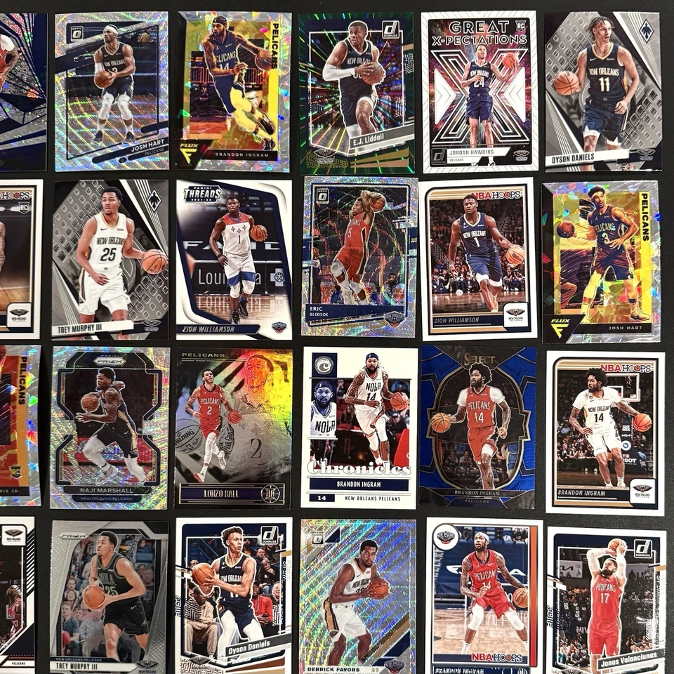 Lote (55) New Orleans Pelicans Prizm Parallels, tarjetas de novato RC, Zion Williamson Foto 3 de 4