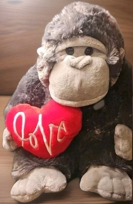 Dan Dee  Gorilla Plush With 'Love'  Heart 14   Stuffed Monley Holding Heart- EUC