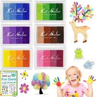 Stempelkissen Set, 6 Farben Stempel Fingerfarben Kinder Ungiftig Abwaschbar,