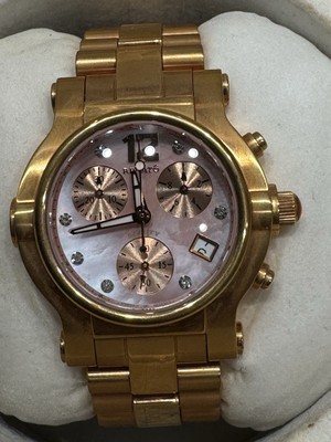 RENATO ''Beauty'' Women's CHRONOGRAPH Watch Rose Gold Diamond Accent MOP Dial NIB