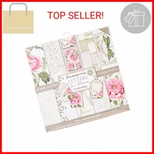Stamperia Intl Letters & Flowers Double Sided Paper Pad (10/Pack), 12" x 12",Pin
