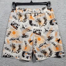 OP Swim Trunks Boys Small 6 Orange Shark Surf Lined 25x7
