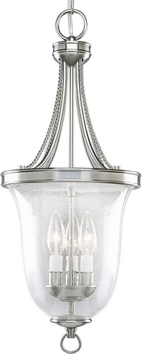 Seeded Glass Collection 9.75 in. 3-Light Brushed Nickel Transitional Pendant - Picture 9 of 9