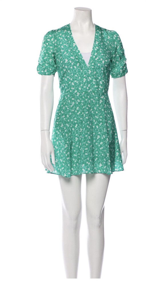 Ralisation Par Dress Silk Mini Dress Green Floral Short Sleeve Ruffled  Medium | eBay