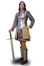 Queen of The Lake, Polished Steel Armor Medieval Lady Cuirass With Leg Greaves.