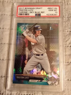 2017 Bowman Chrome Tristen Lutz #80/399 Sky Blue REFRACTOR #BDC164 Graded PSA 10