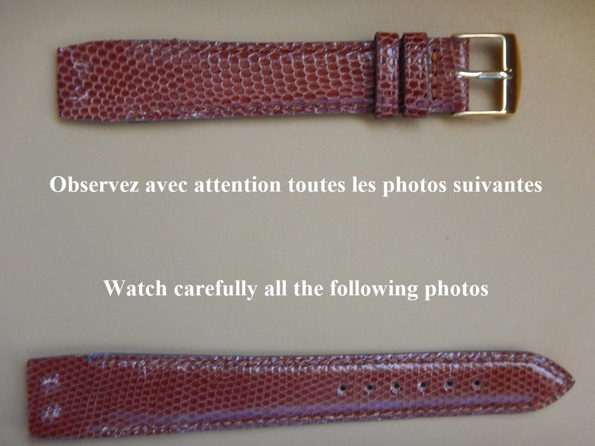 Bracelet cuir de lézard brun neuf, 14mm (Neuf avec emballage d'origine