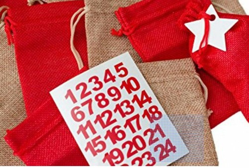 MINIBLINGS DIY ADVENTSKALENDER 24 Jutesäckchen Säckchen Zahlen Sterne - Bild 4 von 7