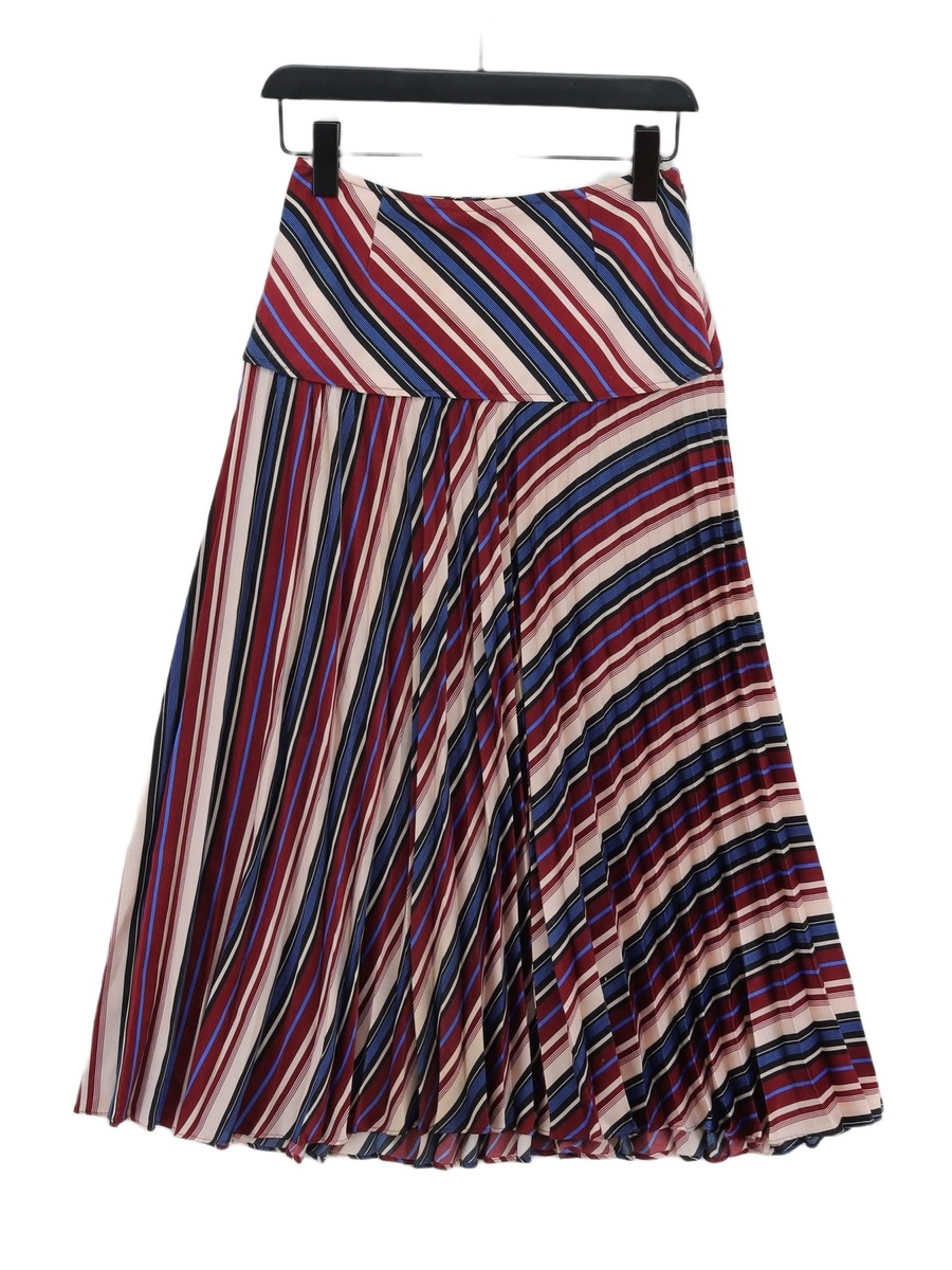 Jigsaw Women's Midi Skirt UK Multi Striped 100% Polyester Midi