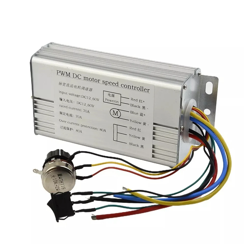 DC 12V 24V 36V 48V 70A 4000W DC Motor PWM Durable Speed Control Brush Controller - Image 2 of 4