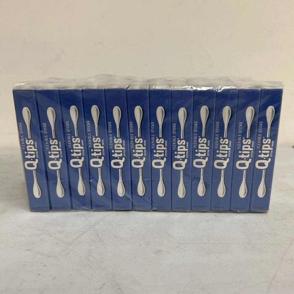 Caja De Colección Q-tips NOS Paquete Sellado De 12 Cajas De 54 Unidades Cada una Palos Flexibles Foto 2 de 4
