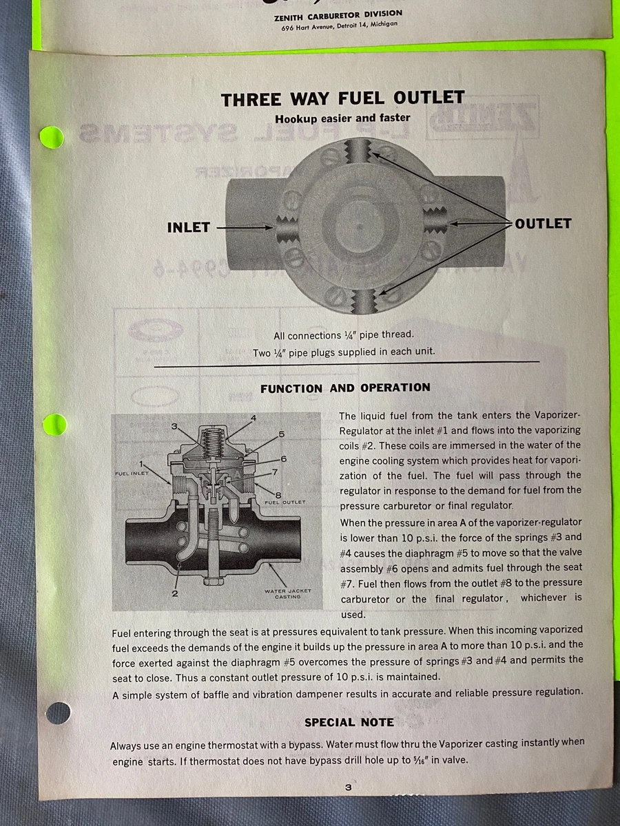 Zenith outlet unit info. 1960 s. Item 18579