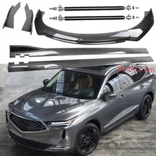 For Acura MDX SUV Carbon Fiber Front Bumper Lip Spoiler 86.6" Side Skirt Kit
