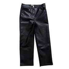 Wilfred Aritzia Melina 4 Black Vegan Leather Straight Leg Crop Pant Neutral Norm