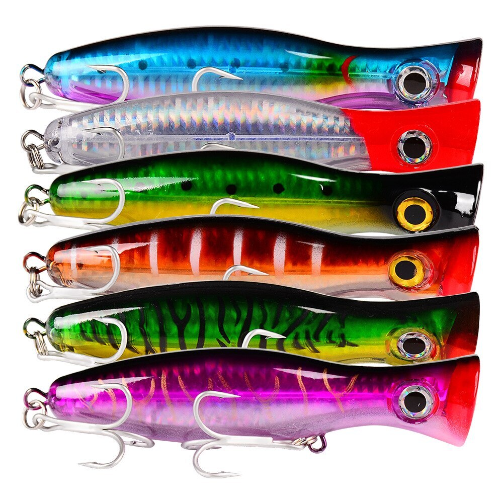 6PCS Fishing Lures 42.5g Topwater Popper Bait Hard Artificial Wobbler Swimbait - Image 2