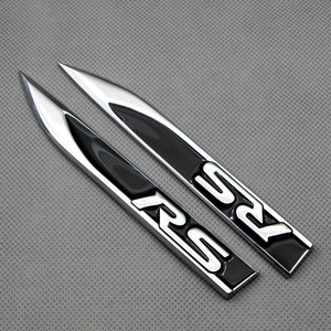 Universal Black Car Auto Side Metal RS Logo Emblem Badge Sticker Decal