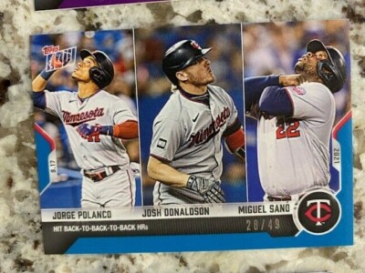 2021 TOPPS NOW BLUE PARALLEL CARD 28/49 TWINS POLANCO DONALDSON SANO #824