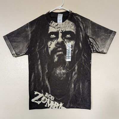 New Rob Zombie Face Small T-Shirt All Over Print Past Present Future Basil Gogos