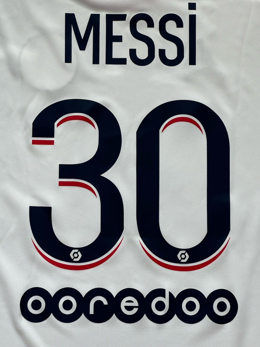 2021/22 PSG Fourth Jersey #30 Messi Small Jordan Paris 4th Ooredoo