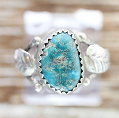 VINTAGE NATIVE AM INDIAN TURQUOISE STERLING SILVER 925 RING SZ 5.75 ...