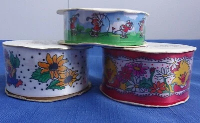 #23 NEW Lot-3 Suzy's Zoo 28' Polyester Woven Ribbon Daisy Golf Sunflower Sealed - Image 1 of 4